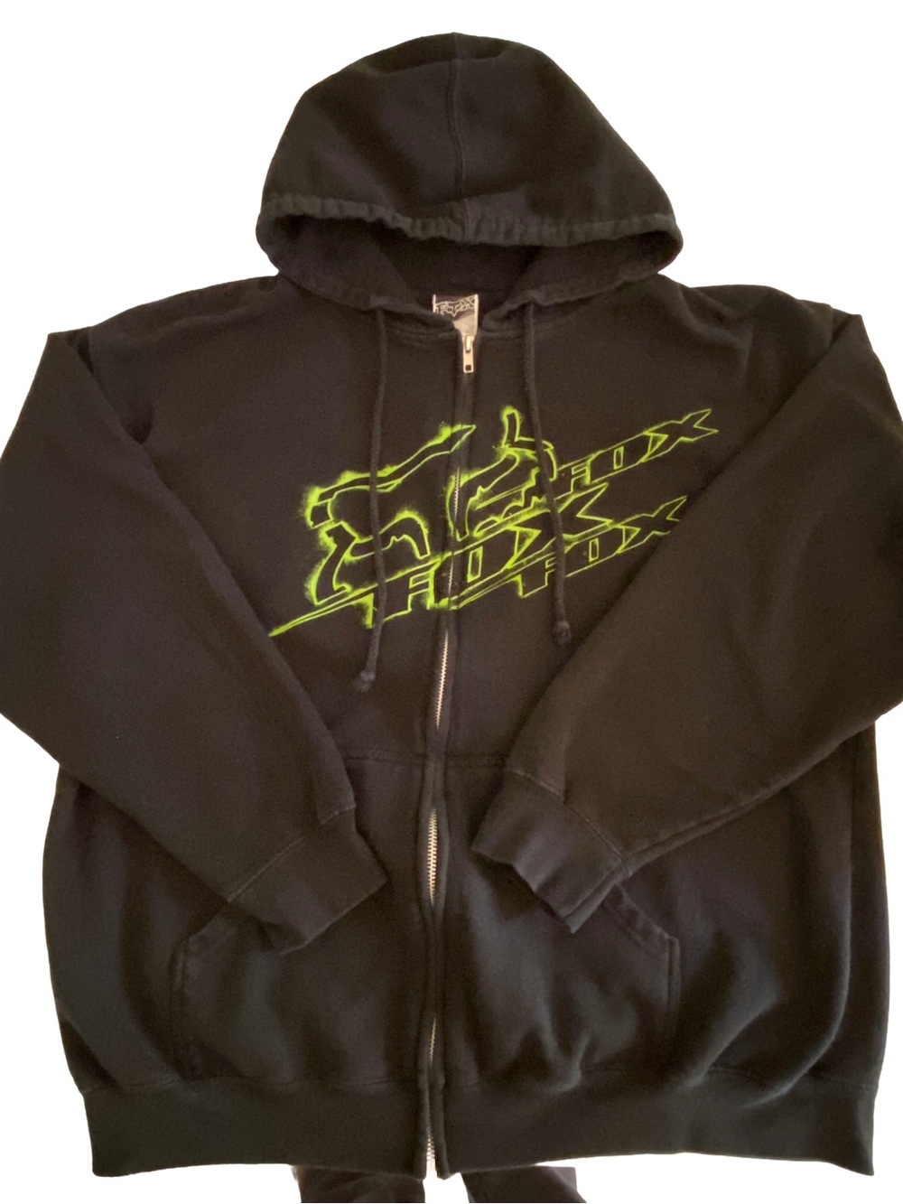 Fox Racing Hoodie Full Zip Sweatshirt  Green Black Sz XL
